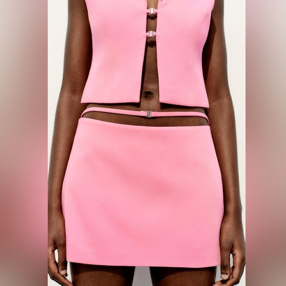 Zara CUT OUT MINI SKIRT pink - Picture 6 of 10